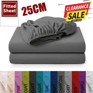 Full Fitted Sheet 25CM Extra Deep Fitted Sheet Bed Sheets Single Double King - Picture 1 of 21