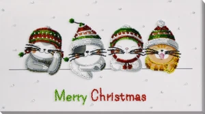 Perlen Stickset Weihnachten Katzen Perlen Nähen DIY Abris Art - Bild 1 von 3