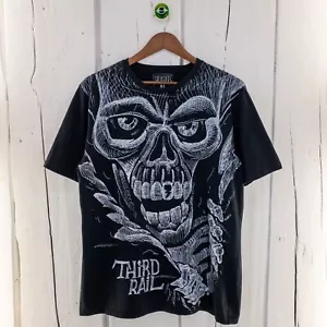 Camiseta Third Rail Manga Corta Cuello Redondo Algodón Pesado Negro Blanco Scull Hombres XL - Imagen 1 de 8
