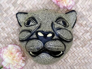 Mayan Jaguar Mask Clay Handmade Amatenango del Valle Chiapas Mexican Folk Art - Picture 1 of 9