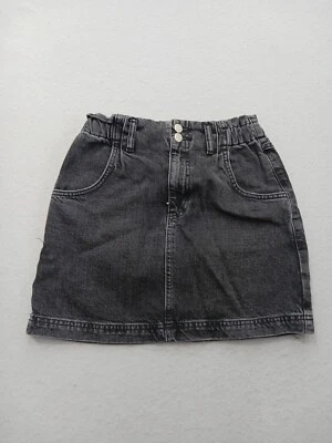 Topshop Mujer Falda 6 Lavado Negro Denim Línea A E Elastizado Bolsillo Falda Foto 1 de 4