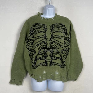 Goth Skelett Rib Cage Distressed super weicher Pullover Halloween Vibes Damen XL - Bild 1 von 8