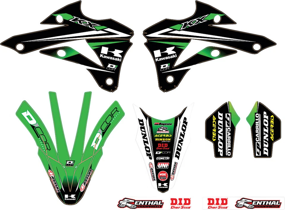 D COR 2001-2013 KX100 Kawasaki 2014 Monster Energy Kawasaki Team gráficos verdes/ Foto 1 de 1