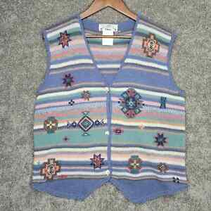 Orvis Vintage Wool Aradonis Stripe Easter Aztec V Neck Vest Size L