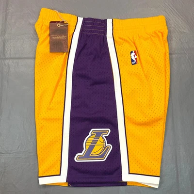 Mitchell & Ness LA Lakers '09 Swingman Basketball Yellow Shorts Mens Size S NEW - Image 1 of 4
