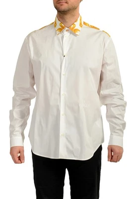 Camisa de vestir de manga larga con estampado barroco blanco y dorado de Versace para hombre US 16 IT 41 Foto 1 de 4