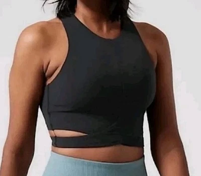 Athleta черный сознательный вырез укороченный бюстгальтер Sz L D/DD новый с Ярлыками Activewear Athleisure - Изображение 1 из 4