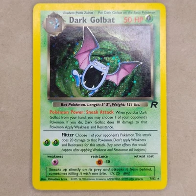 Pokémon Dark Golbat TCG Team Rocket Holo Card 7/82 Unlimited Rare LP - Image 1 of 2