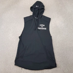 Under Armour Mens Hoodie Medium Black Project Rock Iron Paradise Sleeveless Gym - Picture 1 of 10