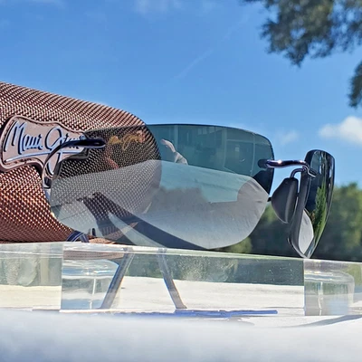 **RARO** Lentes Maui Jim "BIG BEACH" 518-03 azul brilhante TITANIUM WRAP armação/cinza! - Imagem 1 de 4