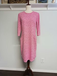 J McLaughlin Catalina Cloth Shift Dress With Pockets Womens Large Pink Pattern - Picture 1 of 9