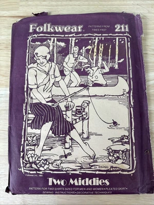 Saia Camisas Masculinas e Femininas Folkwear Padrão de Costura 211 Duas Middies  - Imagem 1 de 3