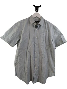 Mulberry Striped Button-Up Shirt Blue Short Sleeve Cotton Size 16 - Picture 1 of 7