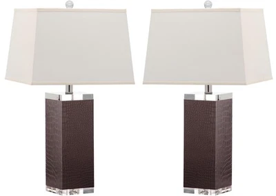 Lighting Collection Deco Leather Crocodile Table Lamp, Set of 2 - Image 1 of 4