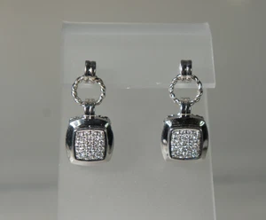 David Yurman 925 Diamond Pave Renaissance Dangle Drop 585 Stud Earrings Pouch - Picture 1 of 7