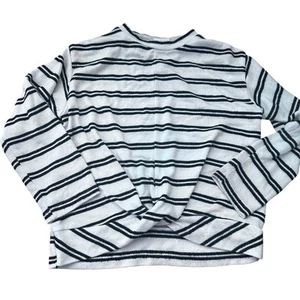 Zara Girls White & Black Striped Long Sleeve Sweater - Size 8 - Picture 1 of 3