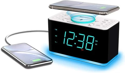 Emerson ER100401 Smartset 15Watt Ultra Fast Wireless Charging Dual Alarm Clock R - Image 1 of 4