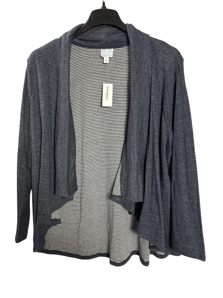 Womens Dressbarn Open Front Cardigan Size 2X Blue Knit Casual New - Image 1 of 4