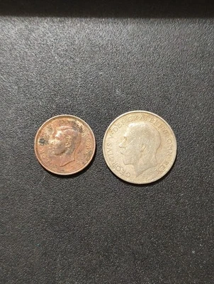 1951 UK Silver Six Pence 1922 UK Silver 1 Shilling Coin - Image 1 of 4