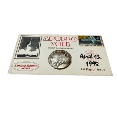 Apollo XIII .999 silver coin, 15 grams 1st day issue ENVELOPE, 1995 (Limited Ed. - Image 1 of 2