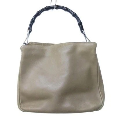Auténtico bolso de mano Gucci de cuero de bambú beige plateado vintage Foto 1 de 4
