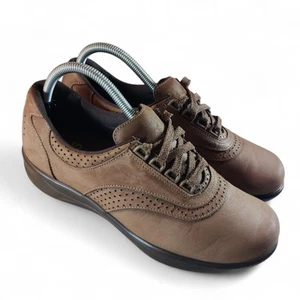 SAS Walk Easy Shoes Womens Size 9 N Brown Nubuck Leather Lace Up Comfort Walking - Picture 1 of 11