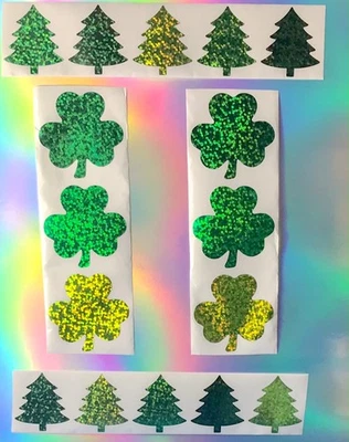 MEGA Sticker SAMMLUNG wie 90er Aufkleber GLITZER KLEEBLÄTTER 🌲 Bäume basteln - Bild 1 von 4