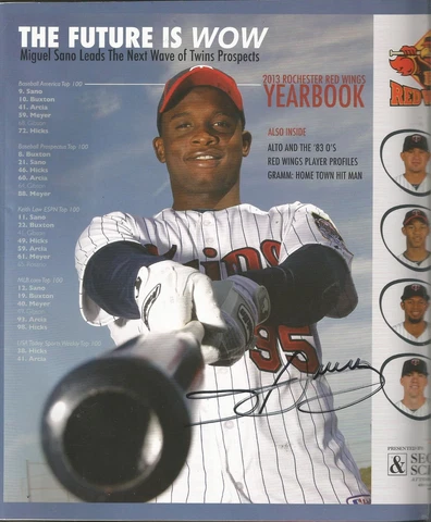 MINNESOTA TWINS SLUGGER MIGUEL SANO SIGNED 2013 ROCHESTER RED WINGS YEARBOOK Cover