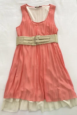 Vestido fluido crema melocotón verano J.F.W para mujer con cinturón talla mediana Foto 1 de 4