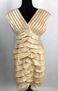 Adrianna Papell Kleid Damen gold schimmernder Rollladen plissiert formell Größe 12 - Bild 1 von 7