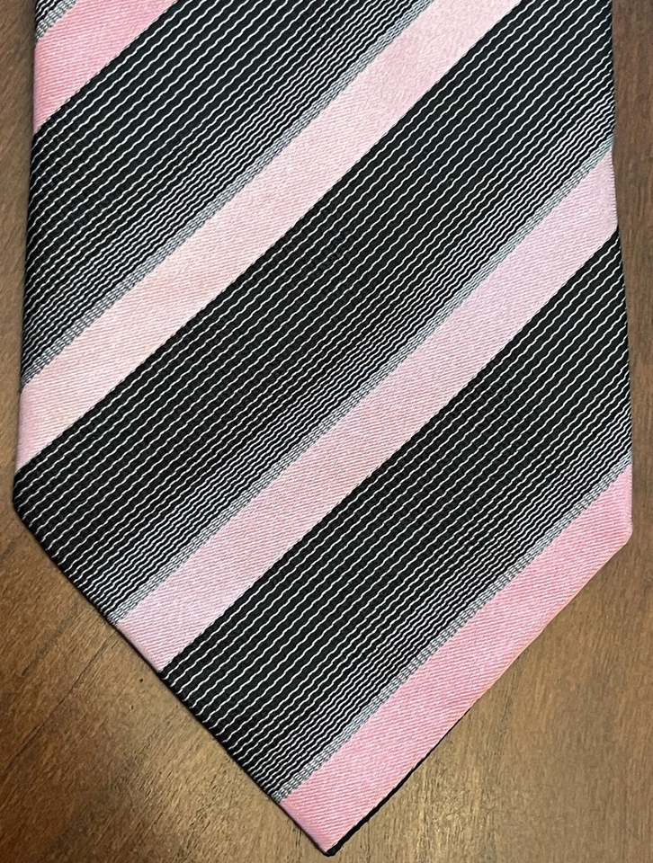 Corbata Fratelli Moda Rosa Gris Negro 100% Seda Hombre Hecha en Italia Foto 1 de 4