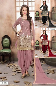 Pink Georgette Salwar Kameez With Real Mirror Work,Designer Plus size Salwar