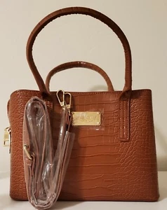 Bebe Mini Satchel Crossbody Bag Purse,Burnt Brown.Elegant Gift Sophisticated New - Picture 1 of 10
