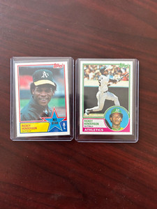 2 1983 Topps, Rickey Henderson, 180, and 391