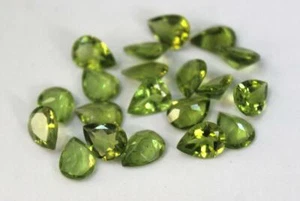 100% Natural Peridot 10X7mm Pear Faceted Cut Calibrated Size Loose Gemstone 5 Pc - Picture 1 of 5