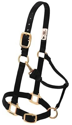 Weaver Leather Original 1" Horse Adjustable Chin Throat Snap Nylon Black Halter  - Image 1 of 4