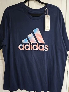Womens Adidas NEW Short Sleeve Top Shirt Size 1X Navy Blue Americana - Picture 1 of 1