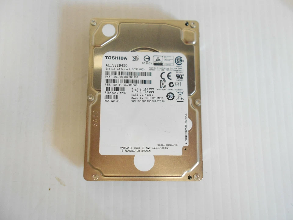 Toshiba AL13SEB450 450GB 10K SAS 2.5" Hard Drive Server Dell HP supermicro  - Image 1 of 1