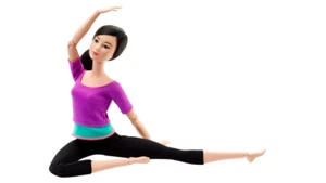 Muñeca Barbie asiática hecha para moverse parte superior púrpura movimientos de yoga aspecto realista juguete de juego para niños - Imagen 1 de 8