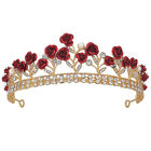 Barokowa korona róża cyrkonie tiara ślub panna młoda opaska na głowę czerwona