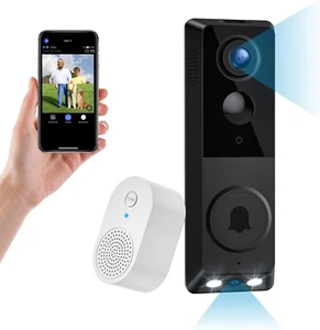 1080P Dual Camera Wireless Video Doorbell with Chime 2.4G Wi-Fi Color Night Talk - Picture 1 of 1