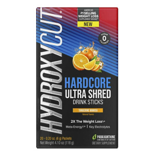 Hardcore Ultra Shed Drink Sticks, Tangerine Mimosa, 20 Packets, 0.2 oz - 10/2026