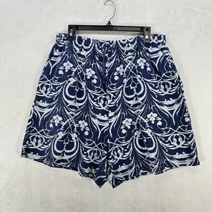 Vintage Fresh Produce Shorts Womens 1X Blue Abstract Cotton Baggy Elastic Waist - Picture 1 of 9