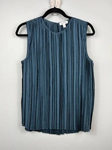 Nordstrom Women's Blouse Top Sleeveless Pleated Elegant Top Blue Size M - Picture 1 of 9
