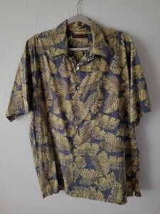 Tori Richard Mens Sz Large Hawaiian Aloha Shirt Button Front Banana Leaf Print - Picture 1 of 4