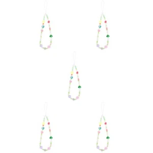  Set of 5 Contrast Color Beaded Lanyard Miss Phone Charm Strap Cellphone - Zdjęcie 1 z 12