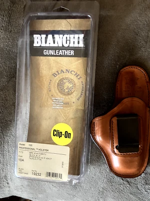 NEW NIP BIANCHI 100 PROFESSIONAL RH IWB LEATHER HOLSTER SZ 10A GLOCK BERETTA ETC - Image 1 of 2
