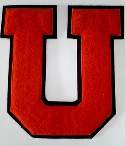Vintage Varsity College Letter U Letterman Patch blaze orange black 8.5" x 8" - Picture 1 of 5