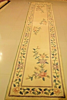 Alfombra Art Deco China Vintage Super Fina 2.6 x 12' 100% Lana 75% DE DESCUENTO ¡GRAN PRECIO! Foto 1 de 4
