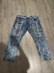 Blue Cult Denim Stressed, Paint, Stones, Jeans Size 46x31 - Picture 1 of 20